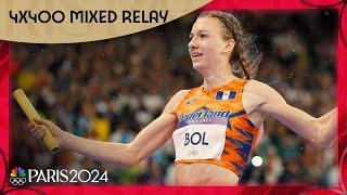 Femke Bol tracks down U.S. team to win 4x400 mixed relay for Netherlands | Paris Olympics