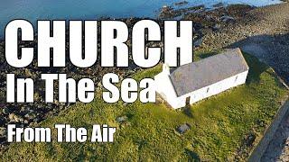 Church In The Sea / St Cwyfan's From The Air - 12th Century Building On Tidal Island, Cribinau