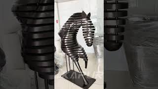  Modern Steel Horse Sculpture for Interior Elegance | Custom Lobby Art