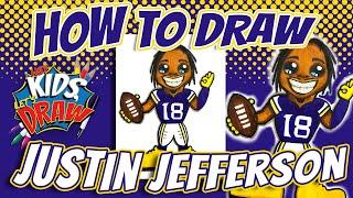 How to Draw Justin Jefferson of the Minnesota Vikings for Kids