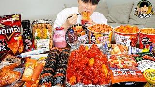 ASMR MUKBANG 편의점 핵불닭 미니!! 떡볶이 & 핫도그 & 김밥 FIRE Noodle & HOT DOG & GIMBAP EATING SOUND!