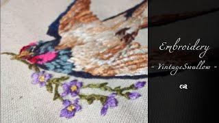 Embroidery Time Lapse - Vintage Swallow