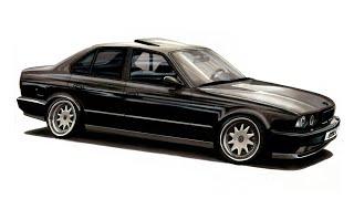 Realistic Car Drawing - BMW E34 M5 - Time Lapse