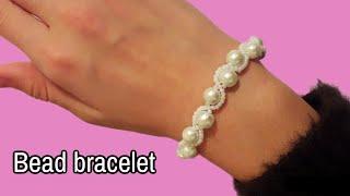 Diy beaded lace bracelet with pearls and seed beads. How to make beaded bracelet