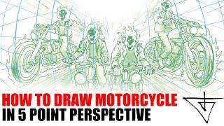 How to draw motorcycles in 5 point perspective