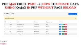 PHP AJAX CRUD-5 : How to Update data in modal using AJAX In PHP