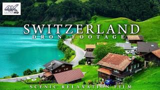 Switzerland, 4K Drone Footage, Scenic Relaxation Film With Calming Music