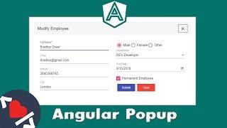 Angular Material Popup Dialog & Model