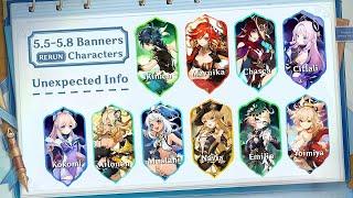 NEW INFO! CONFIRMED 5.5 TO 5.8 ALL RERUN CHARACTERS, BANNERS - Genshin Impact