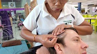 $6 TOTAL WHITE HAIR REMOVAL  Pattaya Thailand | Thai Lady Plucking White Hairs for 1 HOUR ASMR 4K