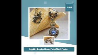 Sapphire Glass Opal Bronze Pocket Watch Pendant