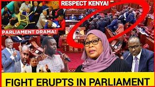Fight erupts in parliament! Angry Kenya MPs and senators debating Kenya-Tanzania online war, Sifuna