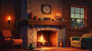 Cozy Fireplace Ambiance & Lofi Piano Music | Relaxing Study and Chill 