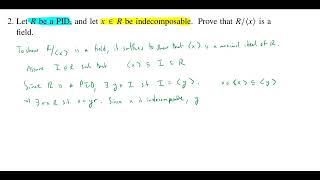 Quotient by Ideal Generated by Indecomposable Element is a Field