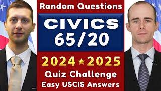 U.S. Citizenship 65/20 Exemption 20 Civics Test Questions/Answers, 2024-2025, USCIS (Senior)