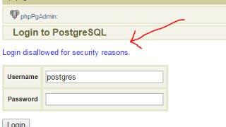 Phppgadmin problem : Login disallowed for security reasons