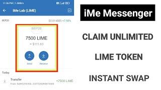 LIME token withdrawal || iMe Messenger unlimited trick || LIME token swap || iMe lab withdrawal