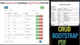 Crud Operations Using Bootstrap PHP With MYSQL Database & Print PDF