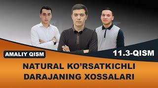 11.3 Natural ko’rsatkichli darajaning xossalari (Amaliy qism)