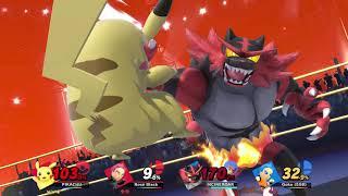 Super Smash Bros Ultimate; Pikachu and Goku Black VS Incineroar and Goku