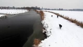 Drone footage snow. Uitgeest, The Netherlands