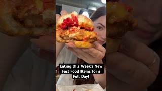 eating this week’s new fast food items for a full day! #fastfood #tacobell #wendys #shorts #eating