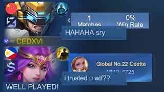 I PRANK THIS GLOBAL ODETTE in SOLO RANK!!(Pretend to be nub driver)