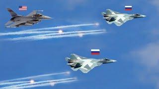 WORLD SHOCK! THE FIRST AIR COMBAT OF A US F-16 AND A RUSSIAN SU-57 See What Happened!