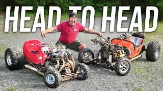 Supercharged Wheel Barrow vs. 550cc Little Tikes Car!