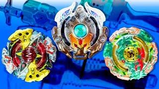 Beyblade Burst. Бейблэйд Берст. Распаковка нового набора из трех волчков B-90. Обзор и мега битвы.