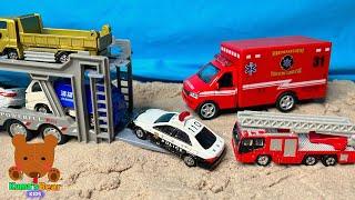 Police Car & Ambulance Trapped in Ice!【Kuma's Bear Kids】