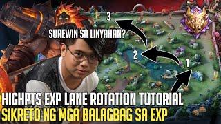 HIGHPTS EXP LANE ROTATION TUTORIAL | SIKRETO NG MGA PRO EXP LANER | MOBILE LEGENDS