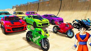 SPIDERMAN CARS COLOR Block MULTI Ramp JUMP Challenge ! SUPERHERO HULK Epic new Stunts Race - GTA V