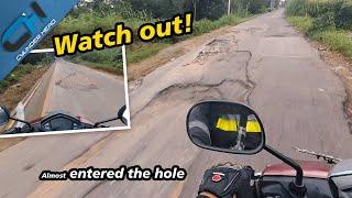 Ride and Driving Indonesia, Almost entered the hole, the road was badly damaged - Yamaha Xeon125 -