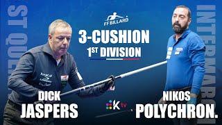 3-CUSHION French League - Dick JASPERS vs Nikos POLYCHRONOPOULOS