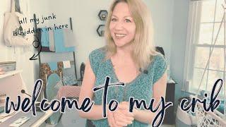 Studio Tour! Peek inside my knitting - craft - sewing room, including my YARN STASH!