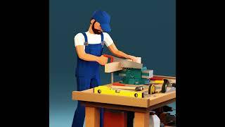 Low-poly handyman with tools. Created and animated in Blender 3D.|