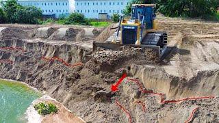 Incredible Sand-Slide Millions Cubic of Sand Filled into 30m Depth Pond By Powerful SHANTUI Dozer