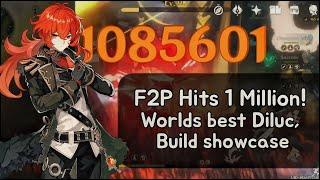 F2P Diluc hits "1 Million"! Build Showcase || Genshin impact.