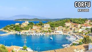 Kassiopi with his beautiful castle, Walking tour 4k Corfu Island - Greece 2023