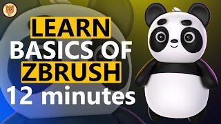 LEARN ZBRUSH IN 12 MINUTES FOR BEGINNERS (PANDA SCULPT)  BY Brown bear animation