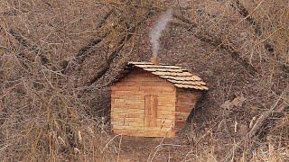 Building Bushcraft Survival Underground Tunnel Shelter, Warm Stone Bed, Clay Fireplace, Catch & Cook