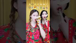 Sisters Emoji Eating Challenge | #asmr #food #funny #shorts