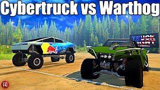 SpinTires MudRunner: Cybertruck vs HALO WARTHOG!! Truck Night in America