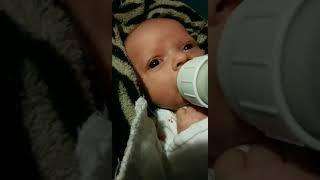 Sweet baby Aleyna hums while she eats