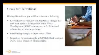 Updates to the Online Study Review Guide (OSRG)