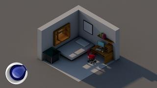 Создание изометрической сцены комнаты в Cinema 4D (Isometric Room Scene in Cinema 4D)