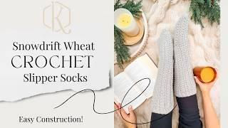 Snowdrift Wheat Stitch Crochet Slipper Sock Pattern Tutorial