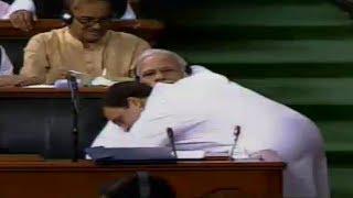 Watch: Moment Rahul Gandhi hugs PM Modi in Parliament