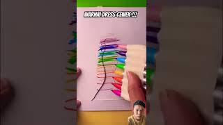 Warnain dress cewek #art #drawing #painting #easydrawing #satisfying #comedy #dress